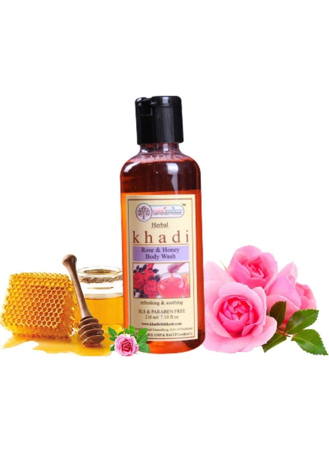 KHADI RISHIKESH KHADI RISHIKES Herbal Rose Honey Cleanser full body | Cleaning Dirt| Shower Gel | Goodness of Rose - SLS & Paraben Free -210ml Men & Women-WITH Bathing LOOFA Free - Image 1