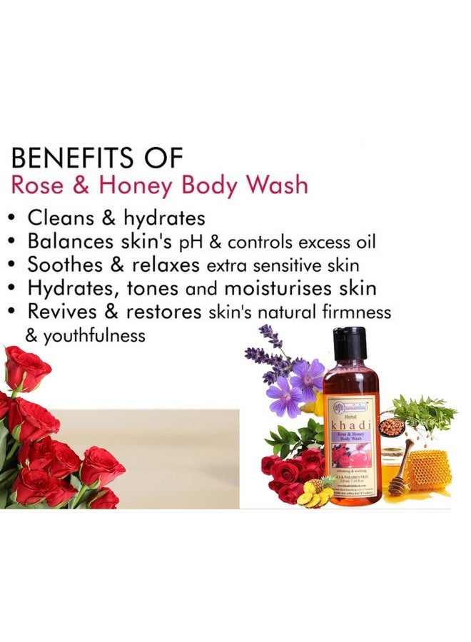 KHADI RISHIKESH KHADI RISHIKES Herbal Rose Honey Cleanser full body | Cleaning Dirt| Shower Gel | Goodness of Rose - SLS & Paraben Free -210ml Men & Women-WITH Bathing LOOFA Free - Image 2