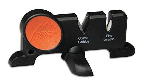 Outdoor Edge Edge-X, Pocket Sized 2-Stage Carbide/Ceramic Abrasive Knife Sharpener with Folding X-Base that Improves Stability for all Outdoor and Kitchen Knives - Image 1