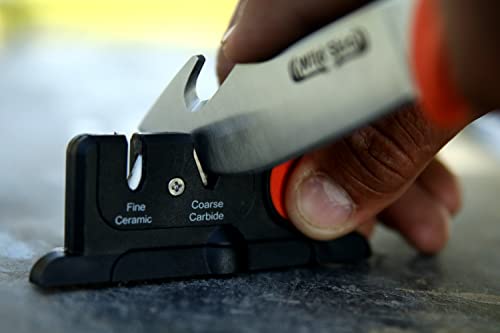 Outdoor Edge Edge-X, Pocket Sized 2-Stage Carbide/Ceramic Abrasive Knife Sharpener with Folding X-Base that Improves Stability for all Outdoor and Kitchen Knives - Image 5