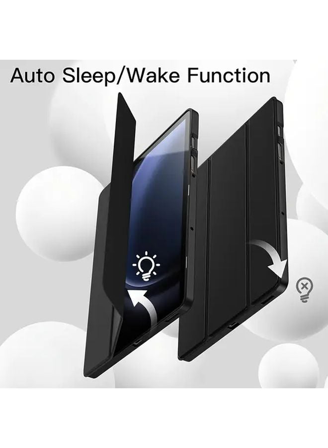 حالة Samsung Tab S10 FE YT Black Soft TPU ثلاثية الطيات مع حامل، إيقاظ وإسبات تلقائي، غطاء واقي خفيف الوزن - Image 4