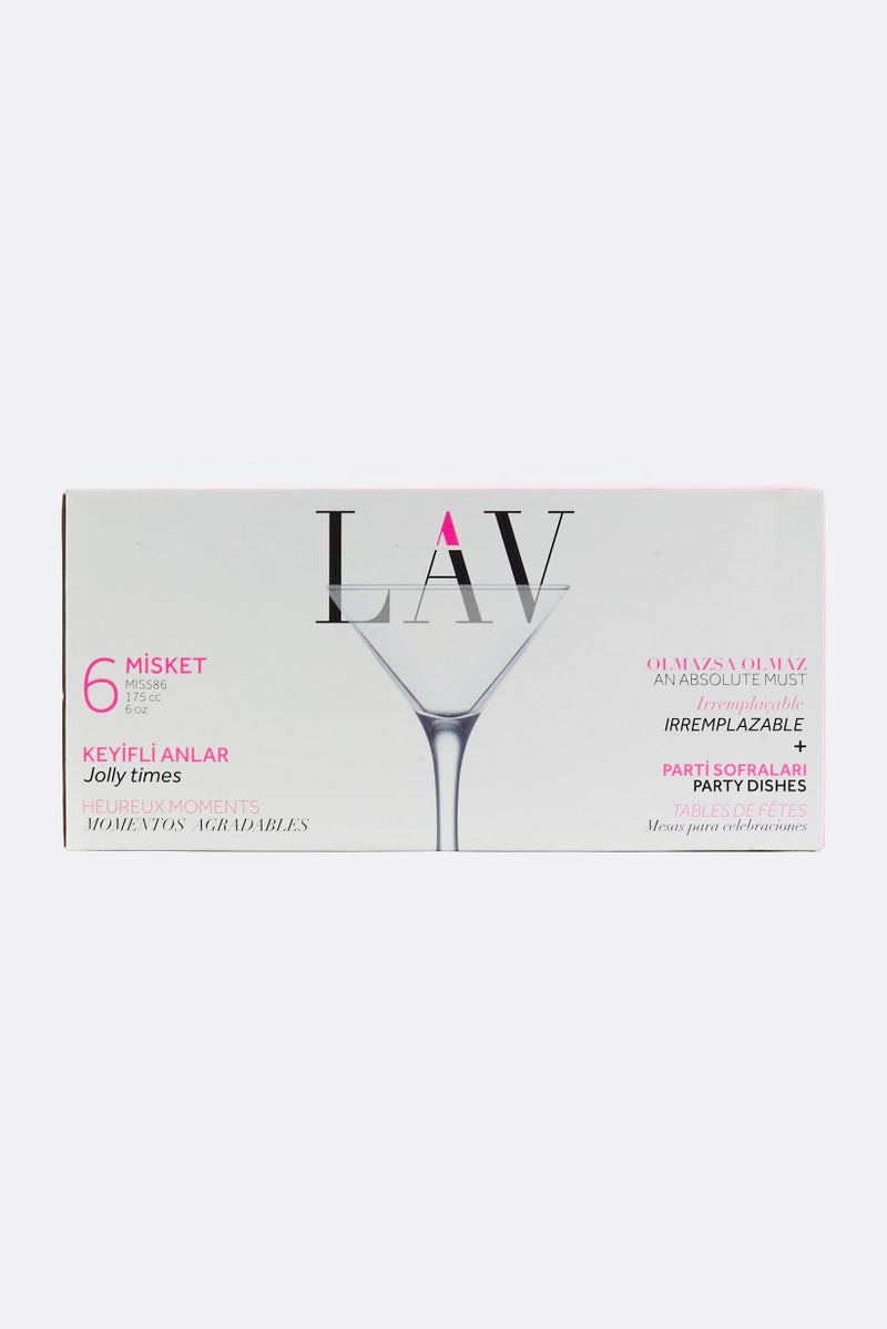 LAV 6 Pieces Misket Martini Glasses 175ml, Transparent - Image 3