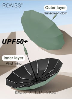 roaiss Upgraded Fully Automatic Umbrella for Men and Women 168 Rib Dual Purpose Umbrella 41.7 Inch Enlarge Umbrella Cover UV Protection Umbrella Effectively Blocks Sunlight UPF50+  - Image 4