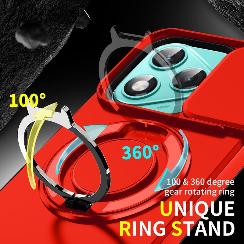 erorex For Honor 400 Lite Global Sliding Camshield Ring Holder Phone Case(Red) - Image 3