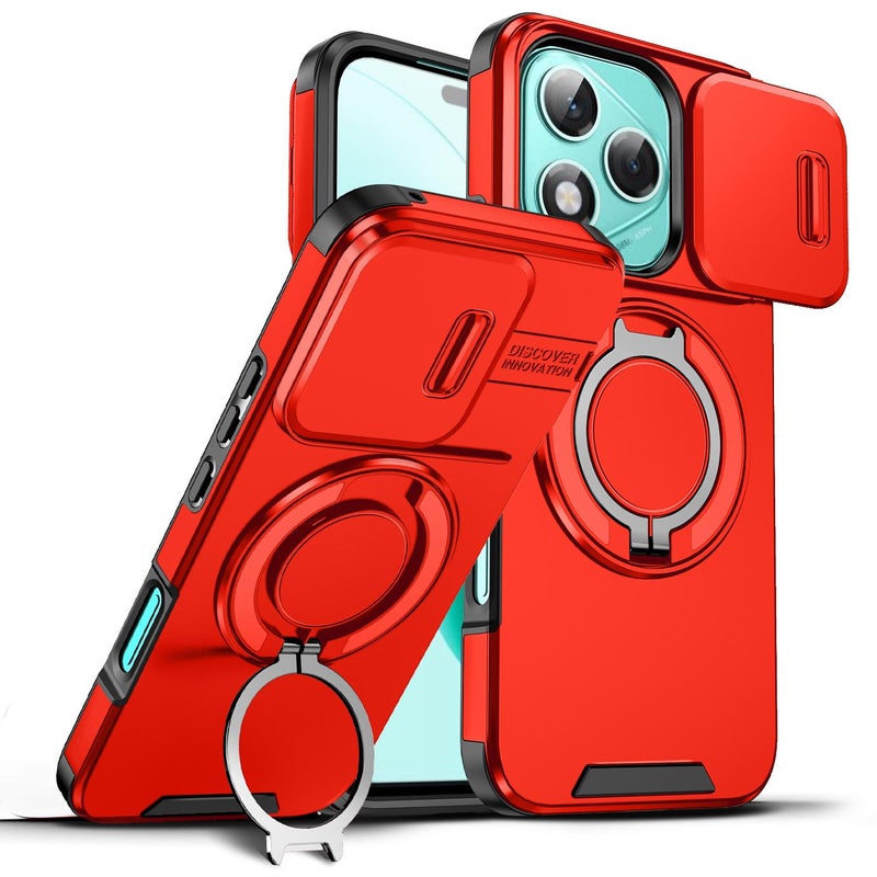 erorex For Honor 400 Lite Global Sliding Camshield Ring Holder Phone Case(Red) - Image 1