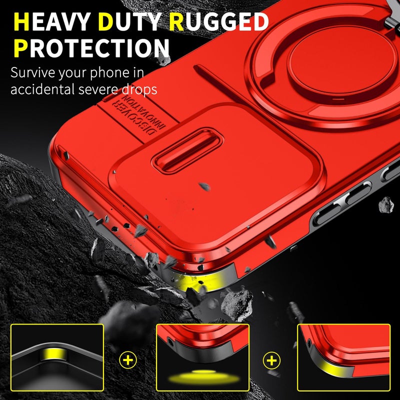 erorex For Honor 400 Lite Global Sliding Camshield Ring Holder Phone Case(Red) - Image 2