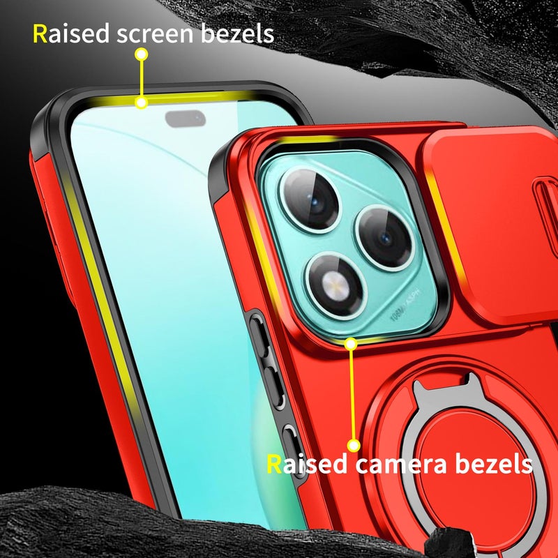 erorex For Honor 400 Lite Global Sliding Camshield Ring Holder Phone Case(Red) - Image 5