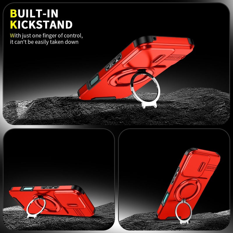 erorex For Honor 400 Lite Global Sliding Camshield Ring Holder Phone Case(Red) - Image 4