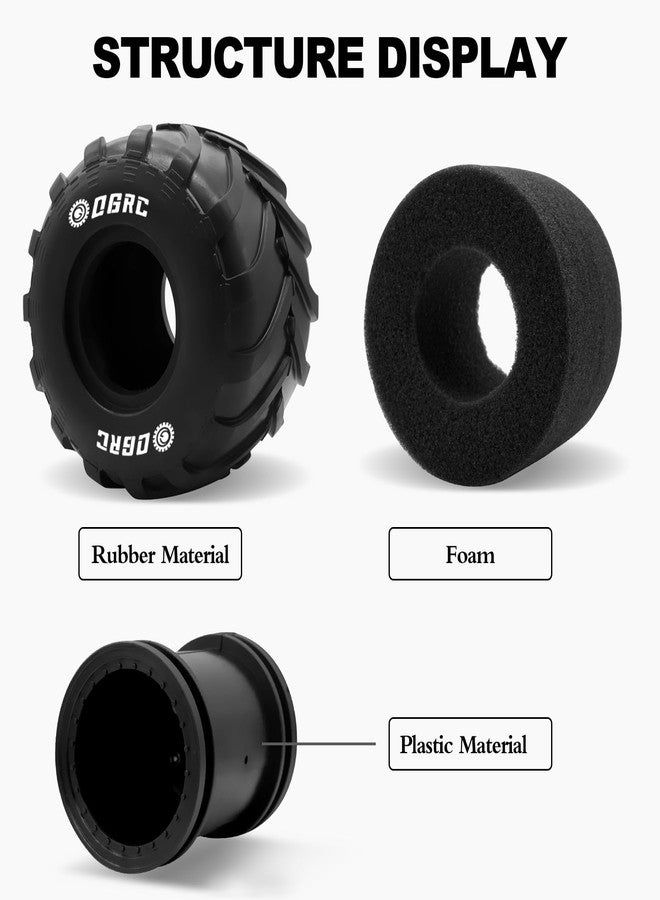 OGUNKE مجموعة إطارات جنوط شاحنة الوحش OGRC 1.0 RC لـ FCX24 SCX24 C10 JLU Deadbolt Gladiator Bronco 1/24 سيارة زاحفة (أسود) - Image 3
