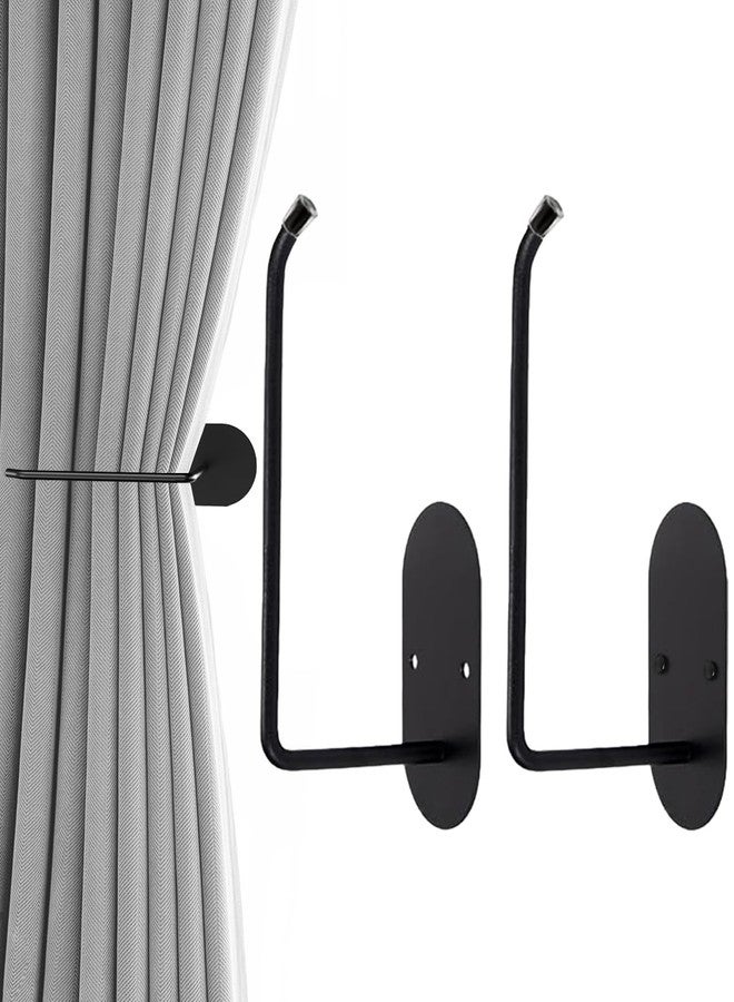 Hoousuper 4 pcs Curtain tiebacks Hooks Screw-in, Curtain holdbacks Wall Mounted, Curtain Holders for Drapes, Curtain Pull Backs 304 Stainless Steels, Curtain Tie Backs - Image 1
