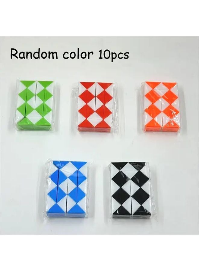 10Pcs Assorted Color Snake Cube Puzzle Brain Teaser Toy For Kids - Image 1
