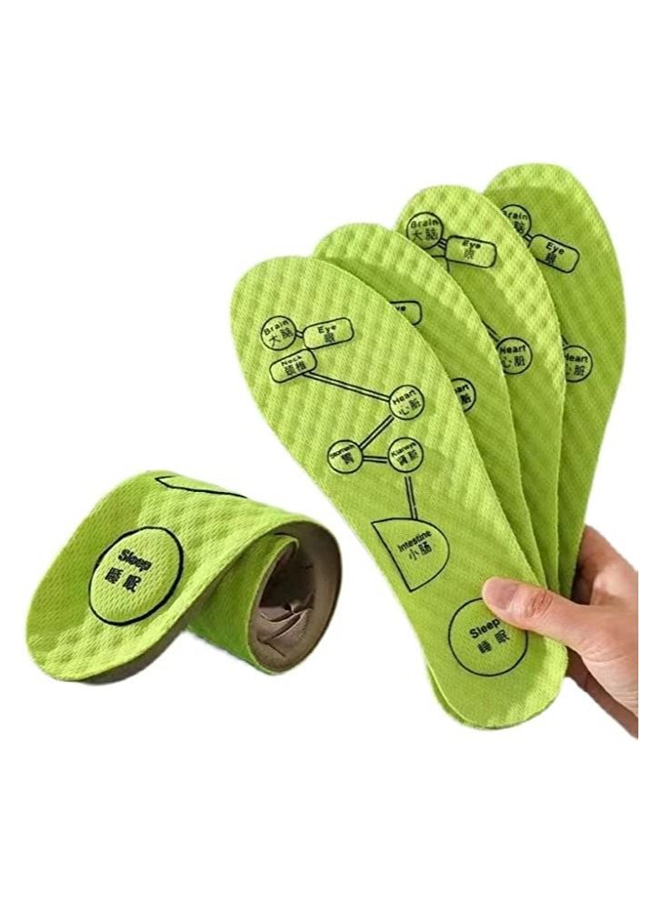 SYOSI Deodorant Insole, Natural Wormwood Insoles, 1Pair Relieve Plantar Fasciitis Heel Pain Sole Support, Massage Acupuncture Foot pad Breathable Non-Slip for Run Sports Exercise (Women6-8.5/Men5-7) - Image 1