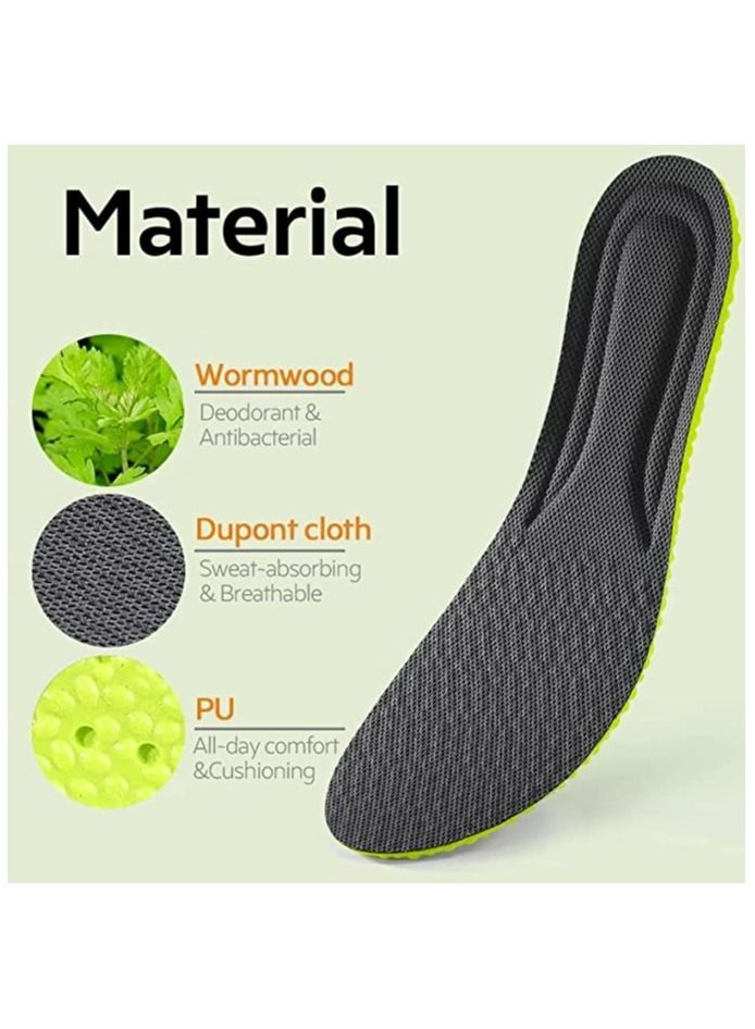 SYOSI Deodorant Insole, Natural Wormwood Insoles, 1Pair Relieve Plantar Fasciitis Heel Pain Sole Support, Massage Acupuncture Foot pad Breathable Non-Slip for Run Sports Exercise (Women6-8.5/Men5-7) - Image 3
