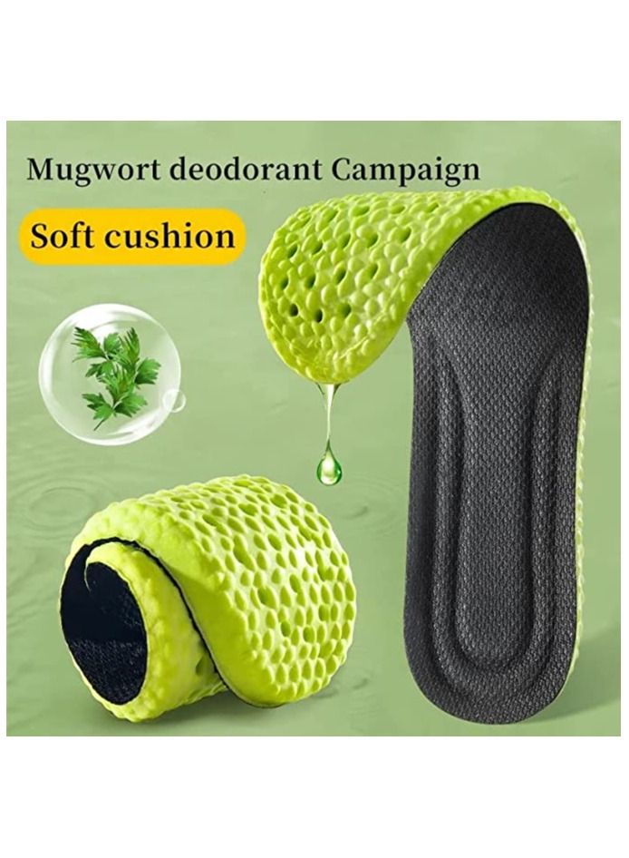 SYOSI Deodorant Insole, Natural Wormwood Insoles, 1Pair Relieve Plantar Fasciitis Heel Pain Sole Support, Massage Acupuncture Foot pad Breathable Non-Slip for Run Sports Exercise (Women6-8.5/Men5-7) - Image 2