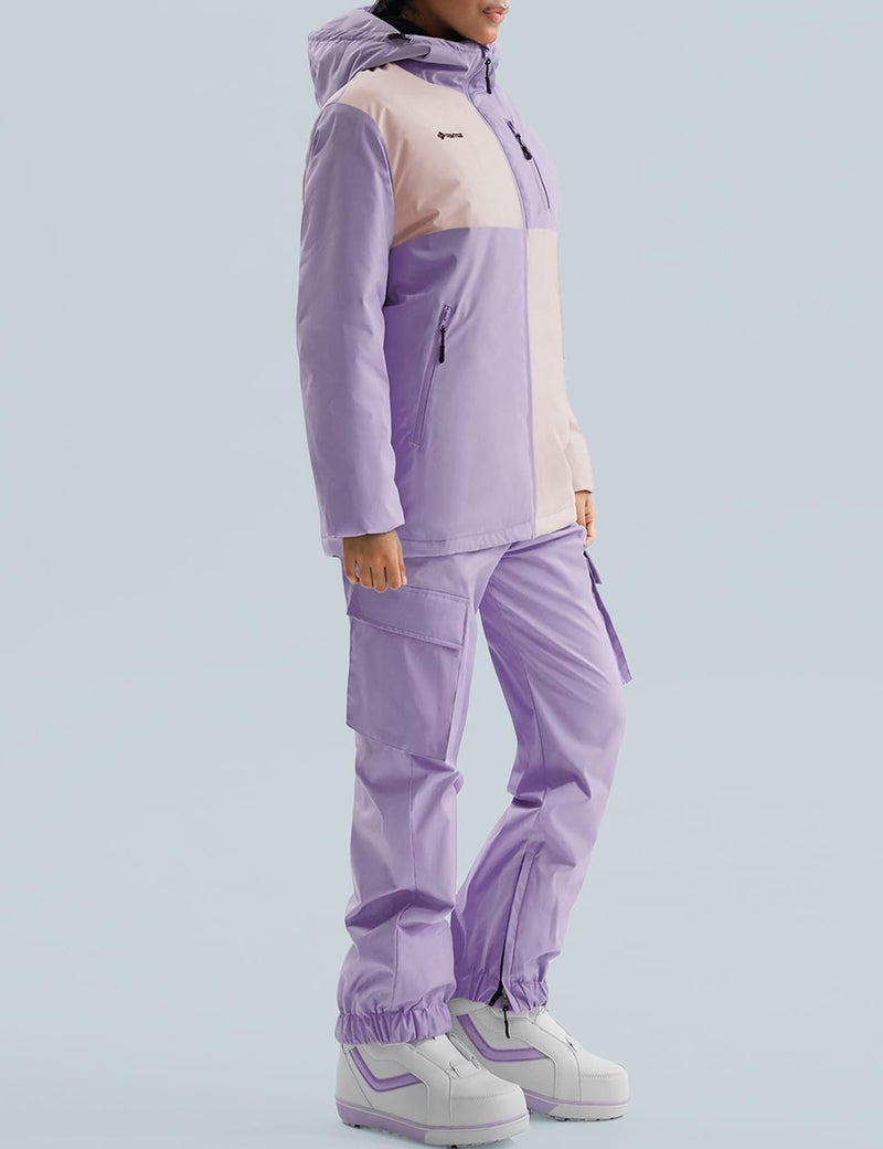 GEMYSE Women's Ski Snow Jackets and Pants Set Windproof Waterproof Snowsuit Warm Winter Snowboarding Insulated Coat(Purple Rose,Small) - Image 2