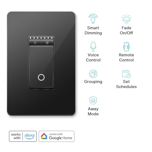 Kasa Smart Dimmer Switch HS220, Single Pole, Needs Neutral Wire, 2.4GHz Wi-Fi Light Switch Compatible with Alexa and Google Home, UL Certified, No Hub Required, Black - Image 2