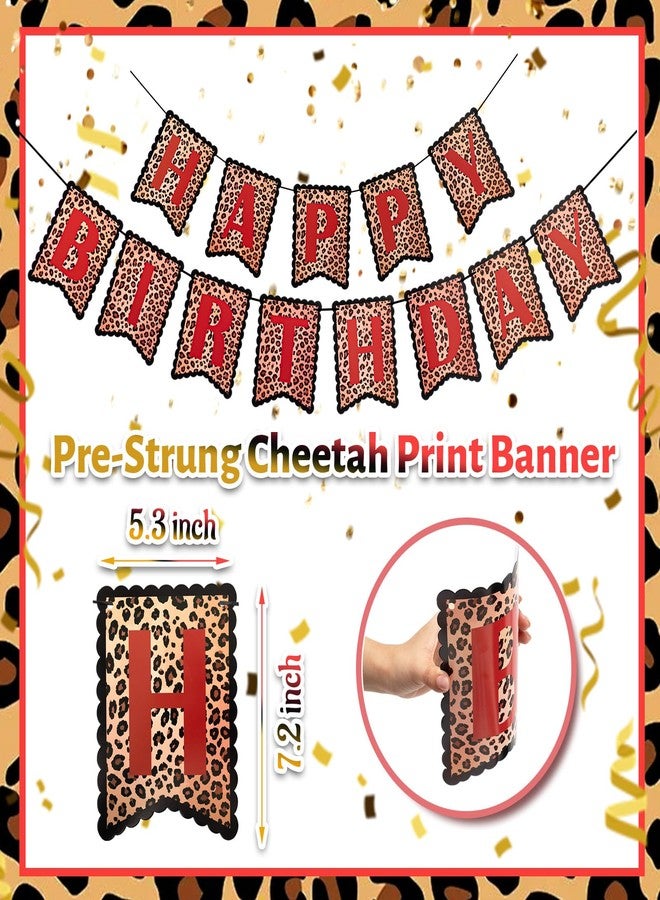 Realspring 30-piece Cheetah & Cherry Birthday Decorations for Women and Girls, Leopard Print Happy Birthday Banner, Red & Black Cheetah Balloons, Bold Wild Glam Party Decor - Image 4