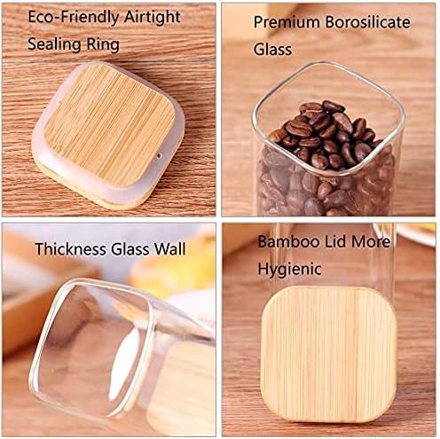 MARTVIA 330 ML Glass Food Storage Containers with Airtight Bamboo Lid, Thickened Coffee Storage Jars for Home Kitchen, Pantry Tea, Spices, Snack (330ML, Set of 6), Transparent - Image 4