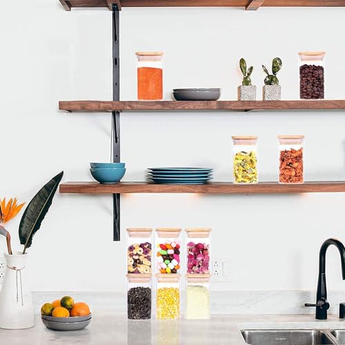 MARTVIA 330 ML Glass Food Storage Containers with Airtight Bamboo Lid, Thickened Coffee Storage Jars for Home Kitchen, Pantry Tea, Spices, Snack (330ML, Set of 6), Transparent - Image 5