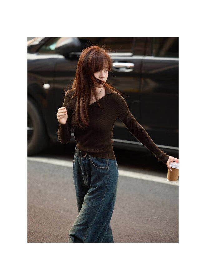 Mt [Stylish And Elegant Winter V-Neck Slim-Fit Long-Sleeve Knit Sweater For Enhancing Fair Skin Tone - Image 4