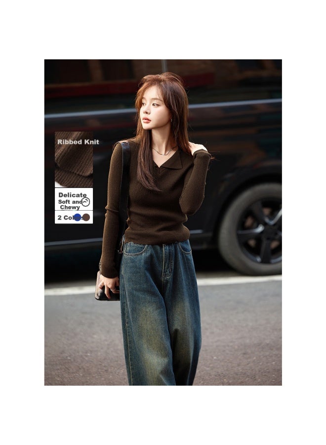 Mt [Stylish And Elegant Winter V-Neck Slim-Fit Long-Sleeve Knit Sweater For Enhancing Fair Skin Tone - Image 1