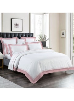 Home-Tex Design Hometex Design 100% Combed Cotton Percale 250 TC Quilt Cover Set Duvet Cover King Size 100% Long Staple Cotton 1 Duvet Cover 230x240cm & 2 Pillow Cover 50x75cm with Button Closure Rose Colour 