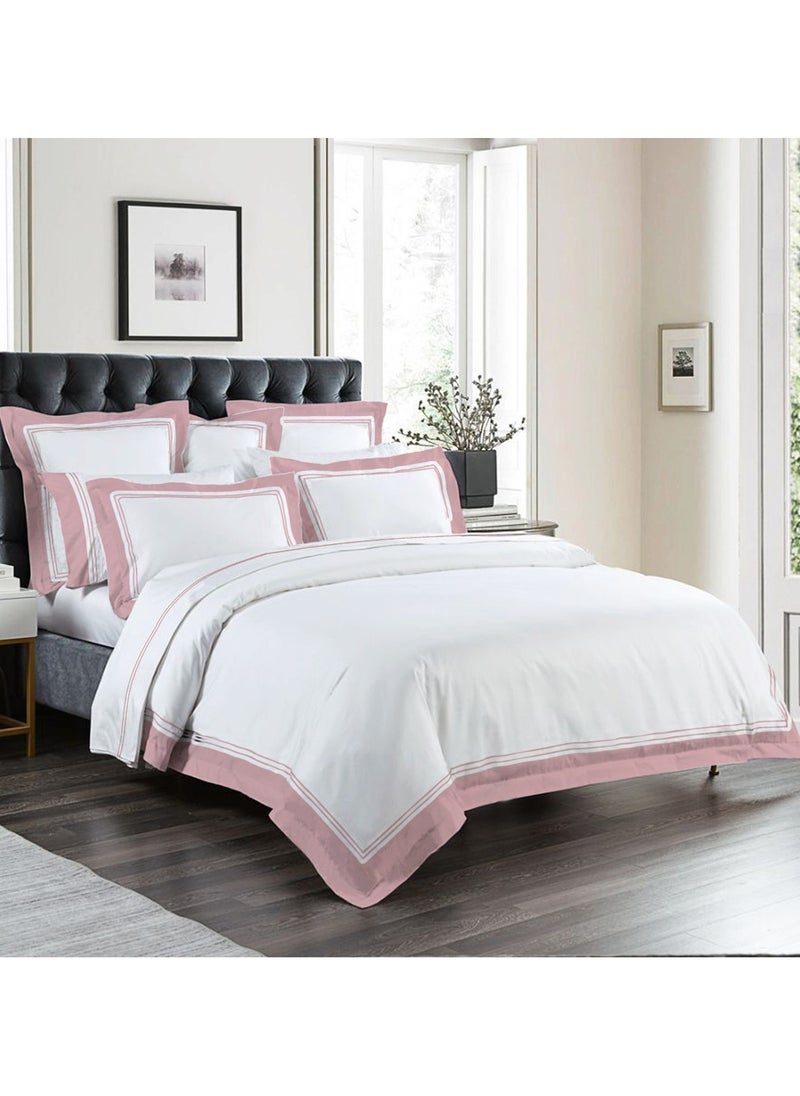 Home-Tex Design Hometex Design 100% Combed Cotton Percale 250 TC Quilt Cover Set Duvet Cover King Size 100% Long Staple Cotton 1 Duvet Cover 230x240cm & 2 Pillow Cover 50x75cm with Button Closure Rose Colour 