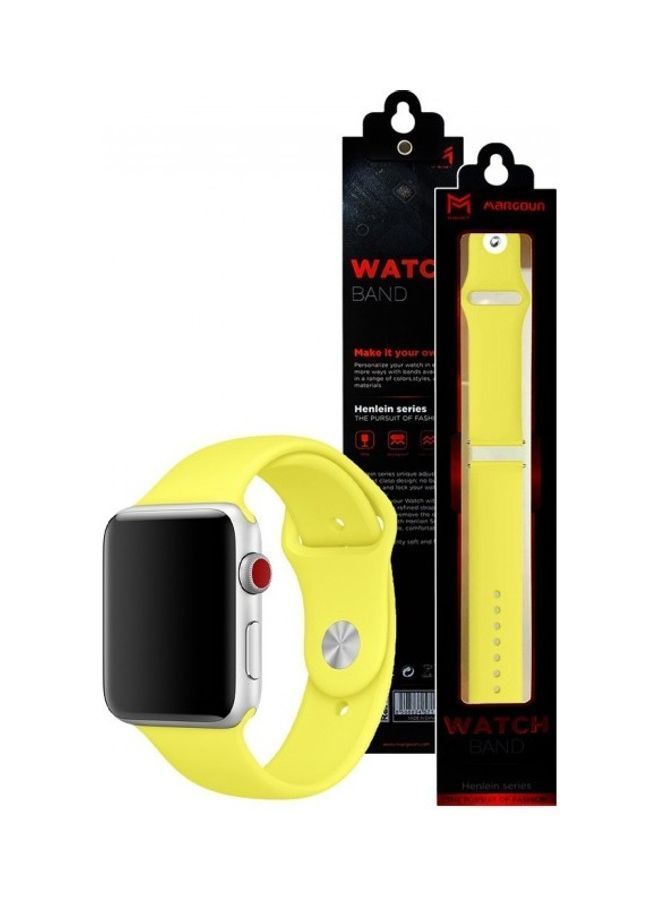 NIBEMINENT Silicone Replacement Band For Apple Watch 42/44mm Yellow - Image 2