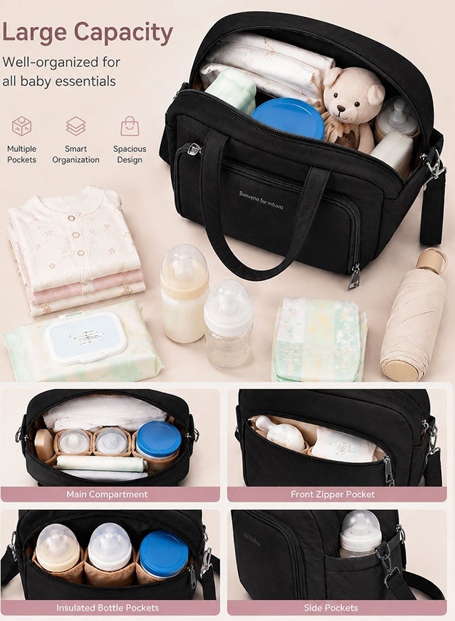 Super ZYouth Baby Diaper Tote Bag, Large Capacity Mommy Bag, Stroller Storage Bag with Insulated Bottle Pockets, Stroller Straps and Multi-Compartment Organizer - Image 3