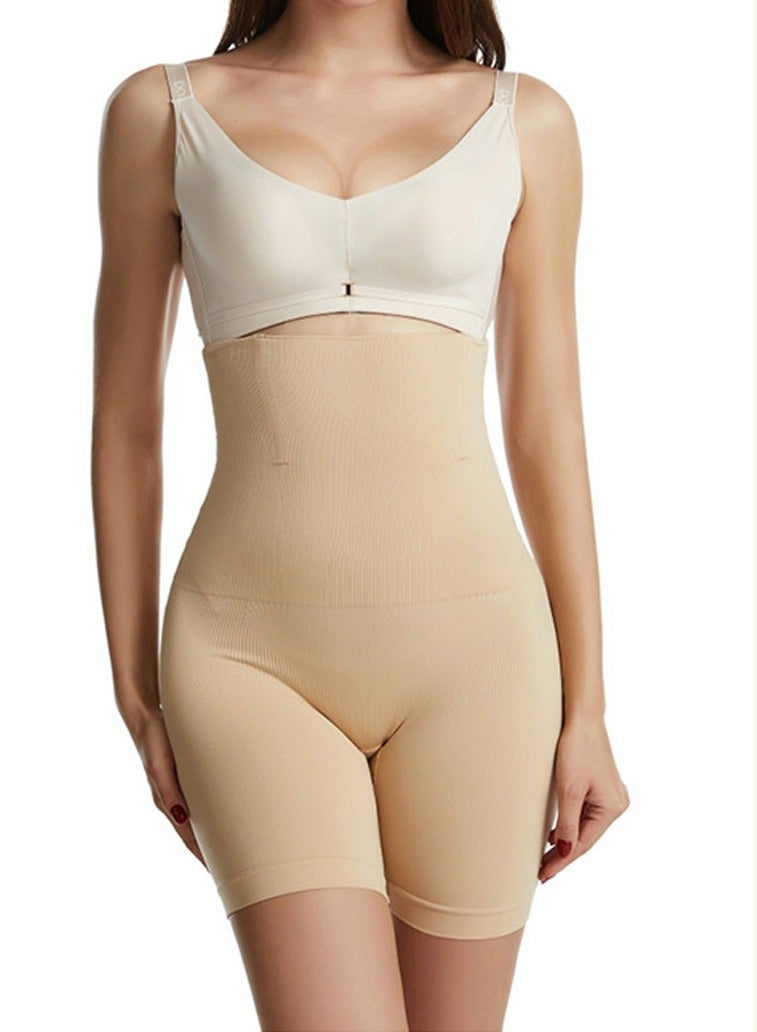 Loquat Great Elasticity Body Shaper Tummy Control Boxer Briefs Solid Color Shapewear Pants for Women Seamless Underwear Beige  - Image 1