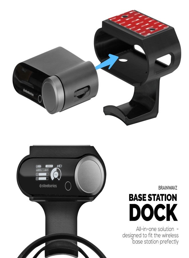 BRAINWAVZ Under Desk Headphone Hanger Stand for Steelseries Arctis Nova Pro Wireless Headsets with Dock for The Wireless Base Station (HPS02) - Image 4