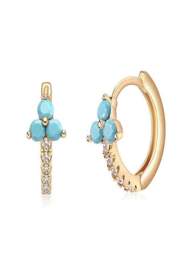 VACRONA Huggie Earrings for Women 18k Gold Plated Turquoise Huggie Hoop Earrings Cute Earrings Gifts for Her (3 turquoise huggie) - Image 1