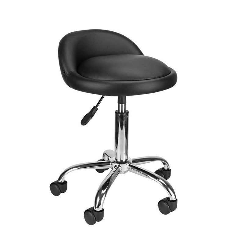 display4top Black Adjustable Swivel Rolling Cushion Tattoo Massage Hydraulic Salon Stool with Back5 Wheels