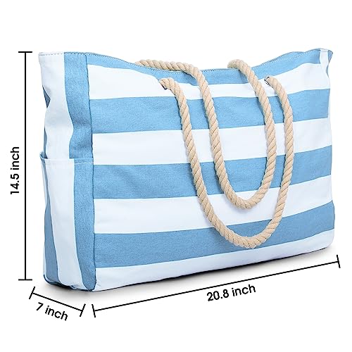 Becokan Beach Bag Large Beach Tote Bag for Women Waterproof Sandproof Swim Pool Bag With Zipper - Image 3