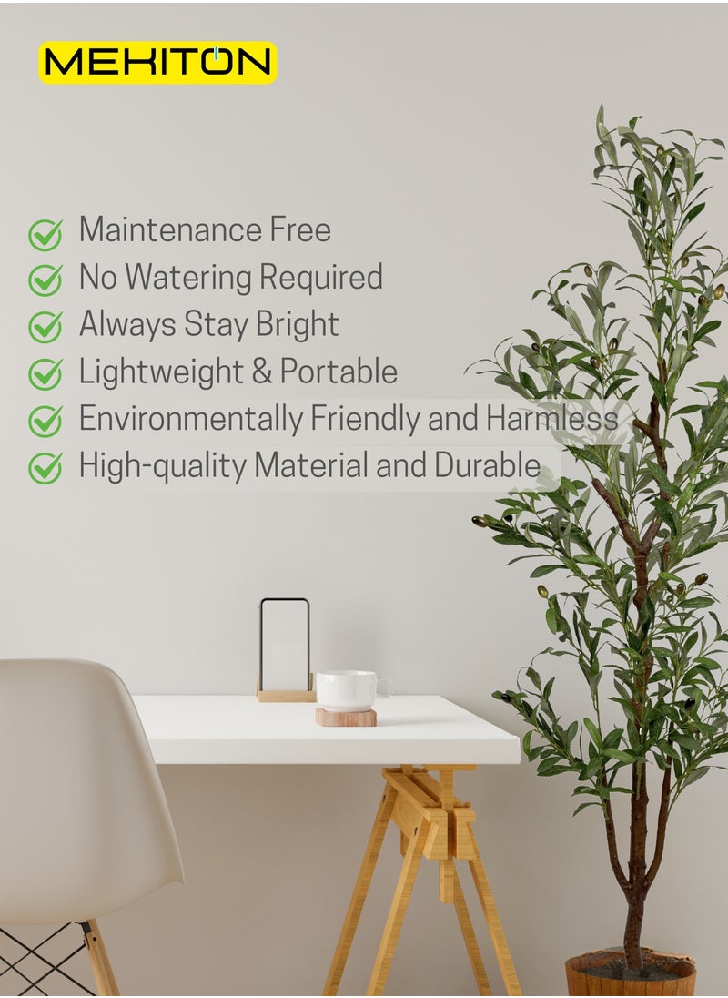 MEKITON Artificial Olive Tree – 150cm Tall Indoor Faux Plant with Pot | Realistic Mediterranean Style Decorative Tree for Home, Office & Majlis | No Watering Needed  - Image 5