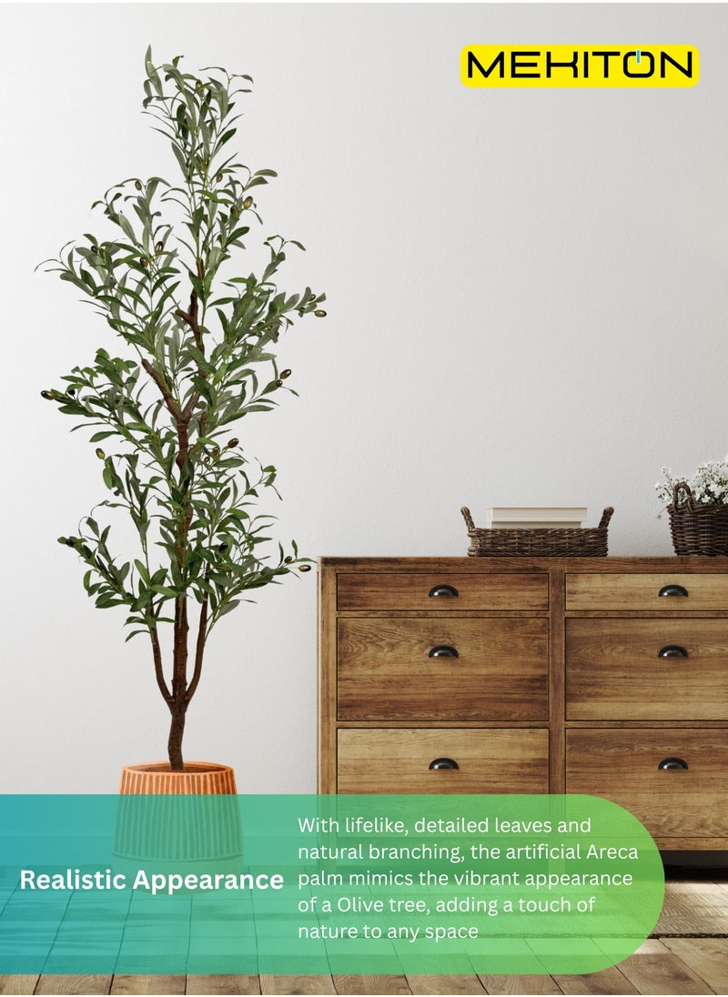 MEKITON Artificial Olive Tree – 150cm Tall Indoor Faux Plant with Pot | Realistic Mediterranean Style Decorative Tree for Home, Office & Majlis | No Watering Needed  - Image 2