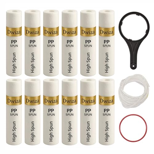 Dwiza Enterprise 10 Inch High Density PP Spun Filters for All Type RO Water Purifiers | 5 Micron Water Filter Candle | Pre-Filter Cartridge | Outer Filter Candle - 12 Spun Filters - Image 1