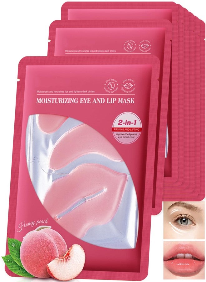 LYSdefeu Lip Eye Mask Kit,16 Pcs Peach Crystal Collagen Under Eye Lip Patches for Dark Circle Puffiness Dry Lines,Hydrating Moisturizing Skincare Lip Eye Pads,Thanksgiving Skin Care Product for Women-Set A - Image 1