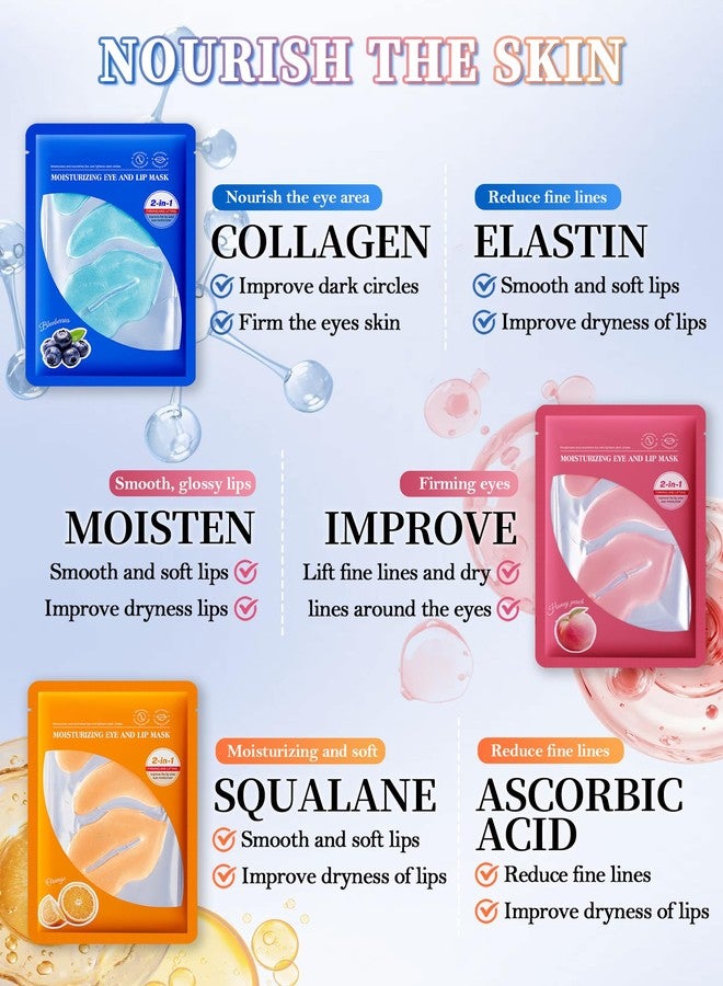 LYSdefeu Lip Eye Mask Kit,16 Pcs Peach Crystal Collagen Under Eye Lip Patches for Dark Circle Puffiness Dry Lines,Hydrating Moisturizing Skincare Lip Eye Pads,Thanksgiving Skin Care Product for Women-Set A - Image 3