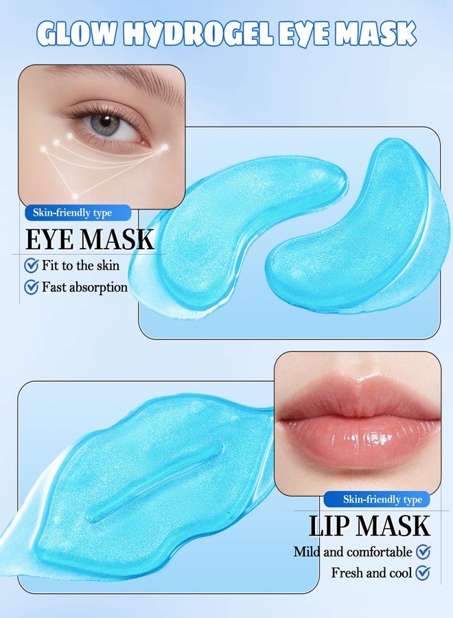 LYSdefeu Lip Eye Mask Kit,16 Pcs Peach Crystal Collagen Under Eye Lip Patches for Dark Circle Puffiness Dry Lines,Hydrating Moisturizing Skincare Lip Eye Pads,Thanksgiving Skin Care Product for Women-Set A - Image 4