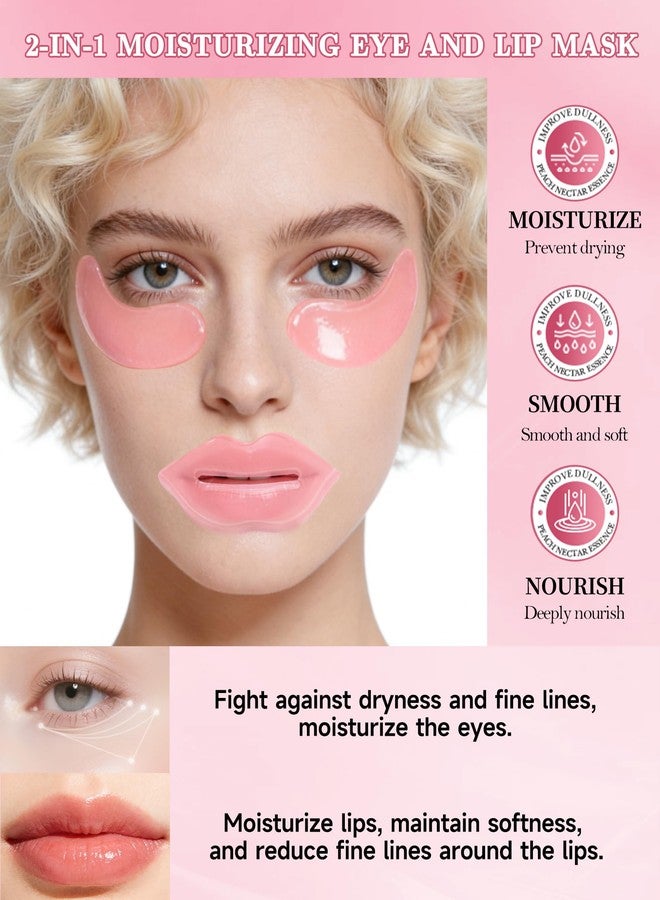 LYSdefeu Lip Eye Mask Kit,16 Pcs Peach Crystal Collagen Under Eye Lip Patches for Dark Circle Puffiness Dry Lines,Hydrating Moisturizing Skincare Lip Eye Pads,Thanksgiving Skin Care Product for Women-Set A - Image 2