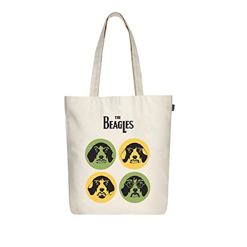 EcoRight Eco Right Canvas Tote Bags for Women with Zip, College Bag for Girls, 100% Organic Cotton Tote Bag for Shopping, Travel & beach bags for women (The Beagles) - Image 1