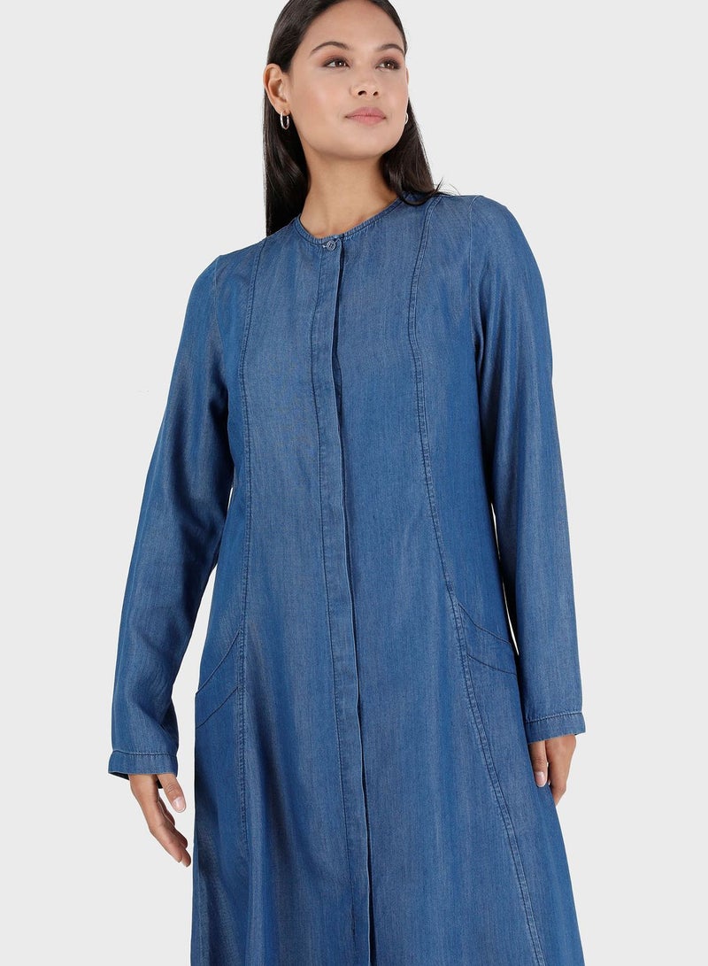 Modanisa Denim Tunic & Pants Set  - Image 3