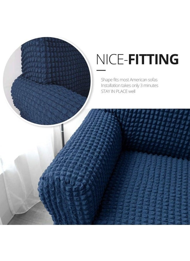 EVORY HOME Attractive bubble pattern stretch fabric sofa and chair cover set with exquisite details and beautiful elastic design to protect furniture, 2-piece set  - Image 2