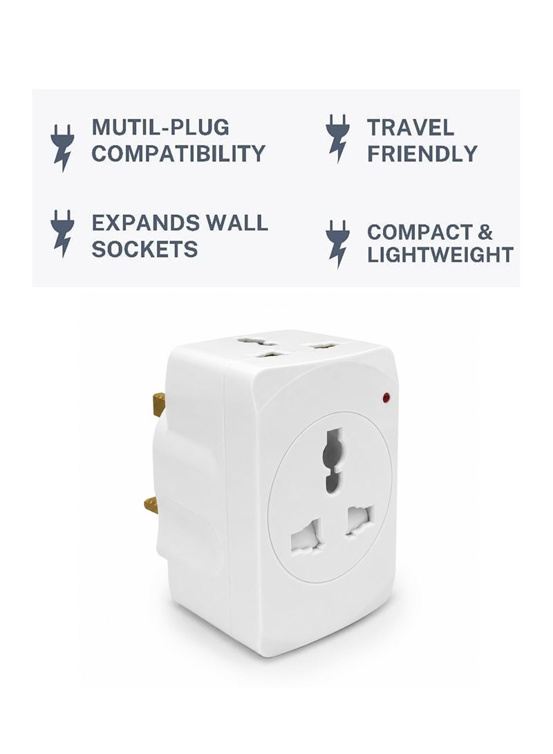 3 Way Multi Plug Adapter Socket Universal Travel Adaptor-Plug Extension For Kitchen Appliances, Office, Laptop, Tv, Indoor Lighting Shaver Converter Power With Multiple - Image 2