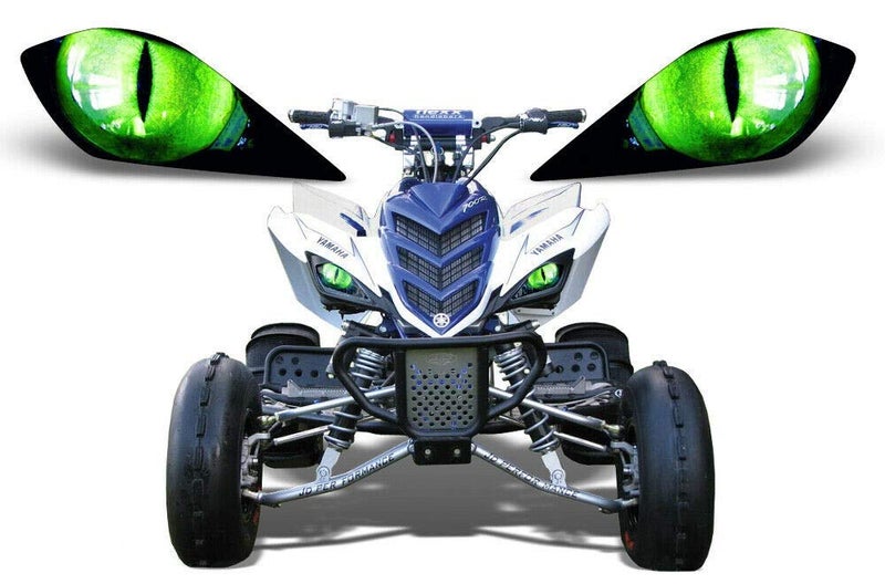 AMR Racing ATV Headlight Eye Graphics Decal Cover Compatible with Yamaha Raptor 700/250/350 - Eclipse Green - Image 3
