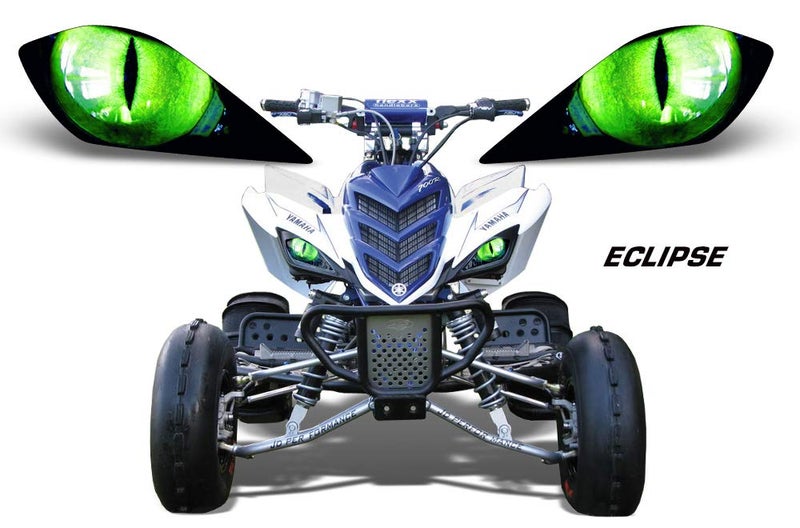 AMR Racing ATV Headlight Eye Graphics Decal Cover Compatible with Yamaha Raptor 700/250/350 - Eclipse Green - Image 2
