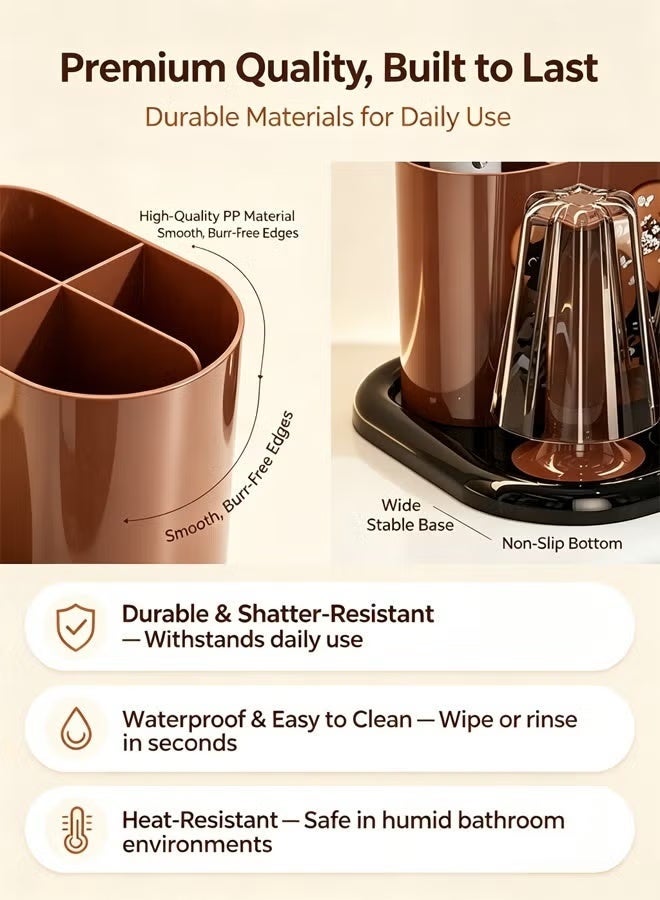 Optico Cup Holder,Space Efficient Toothpaste Storage and Toothbrush Holder with 2 Mouthwash Cup for Home Bathroom Countertop Organizing Bathroom Accessory - Image 4