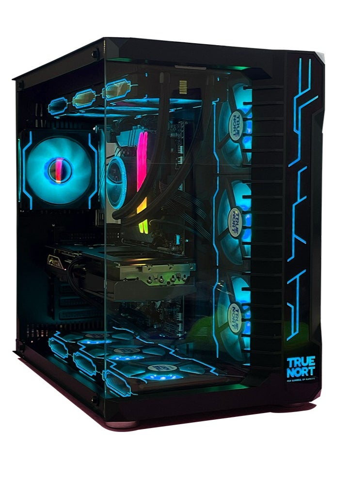 Truenort - Hyper Nora Gaming PC, Intel Core i7-12700K, RTX 4070 12GB Graphics, 32GB DDR5 RAM, 1TB NVMe SSD, 360mm Liquid Cooler , Window 11 Pro, WiFi+Bluetooth Ready, TrueNort RGB Black MATX Case - Image 1