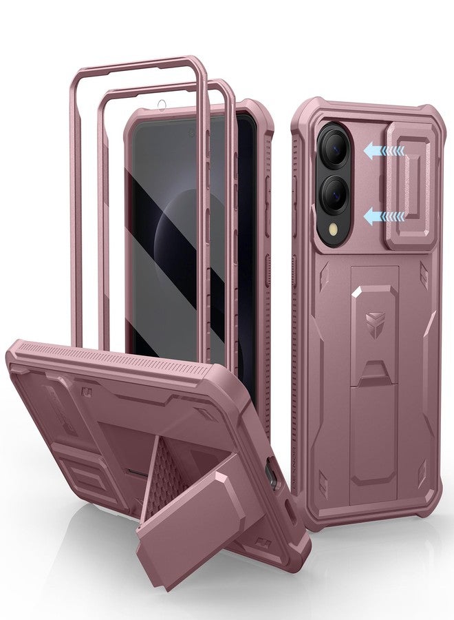 Dexnor for Samsung Galaxy S25 Edge Case with Built-in Slide Camera Cover & Screen Protector & Kickstand, Heavy-Duty Shockproof Rugged Case Full-Body Bumper Protective Cover - Pink - Image 1